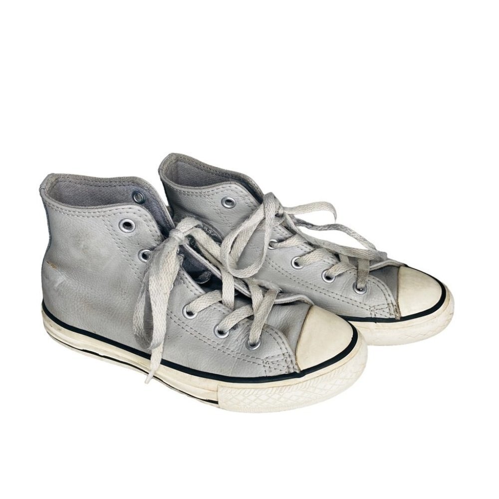 Gray Genuine Leather Converse Chuck Taylor All Stars High Tops Sz 13.5